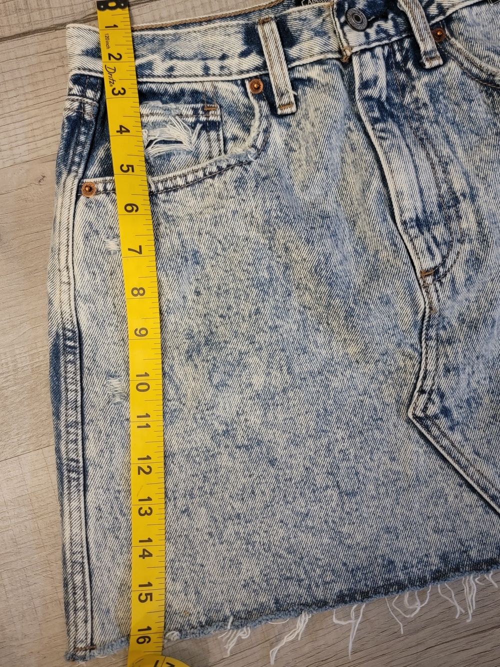Abercrombie & Fitch Acid Wash Light Blue Denim Mini Skirt